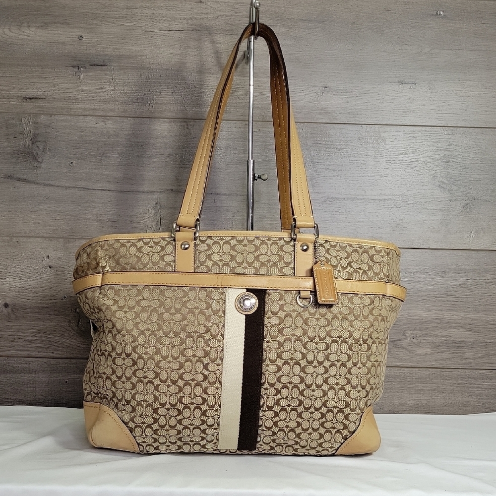 Vintage Coach Signature Canvas/Leather Crossbody Diaper Bag - Picture 1 of 16